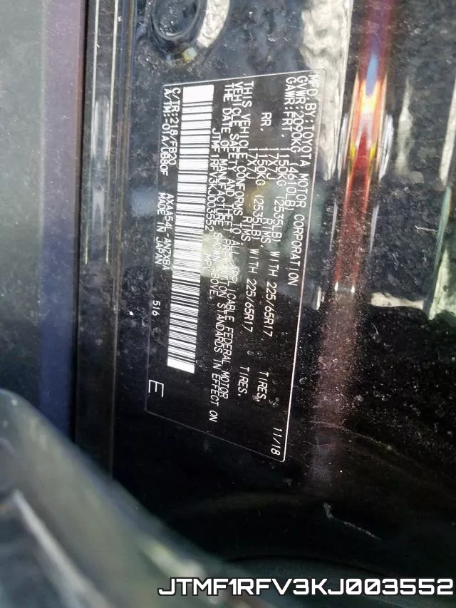 JTMF1RFV3KJ003552 фото 2