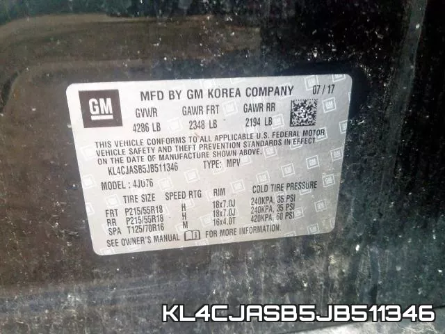 KL4CJASB5JB511346 фото 2
