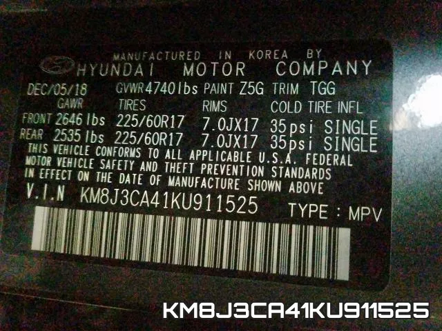 KM8J3CA41KU911525 фото 2