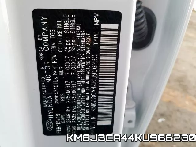 KM8J3CA44KU966230 фото 2