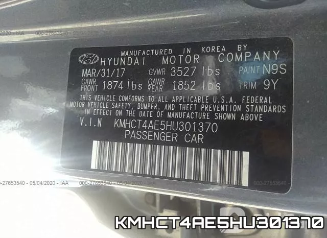 KMHCT4AE5HU301370 фото 10