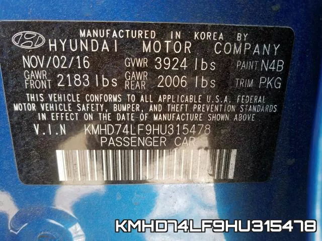 KMHD74LF9HU315478 фото 2