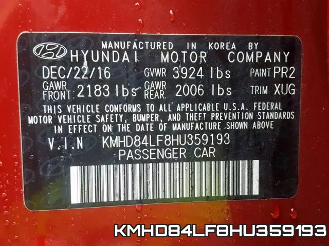 KMHD84LF8HU359193 фото 2