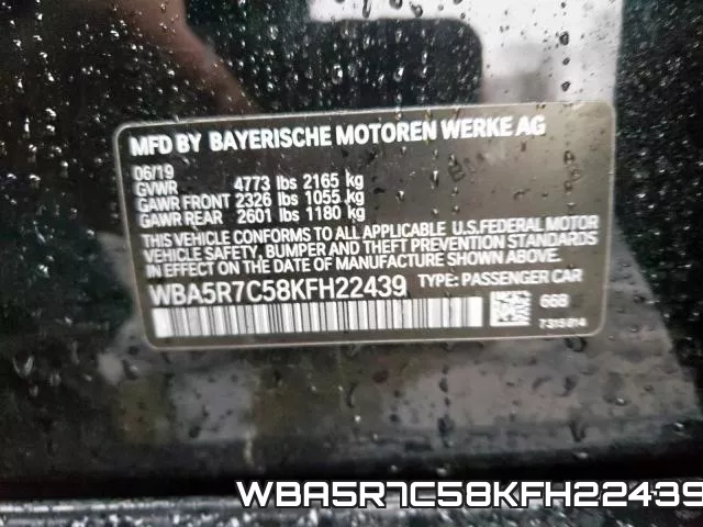 WBA5R7C58KFH22439 фото 2