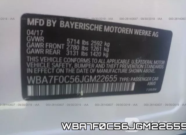 WBA7F0C56JGM22655 фото 10