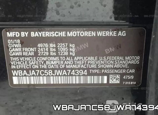 WBAJA7C58JWA74394 фото 10