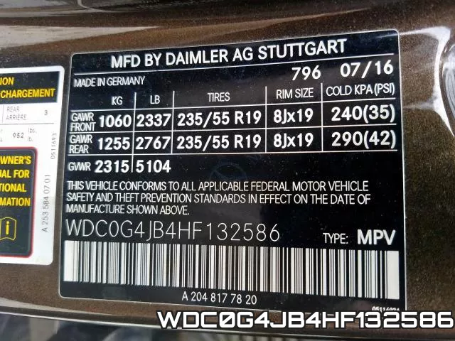 WDC0G4JB4HF132586 фото 2