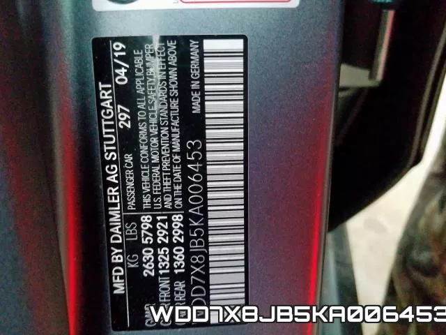 WDD7X8JB5KA006453 фото 2