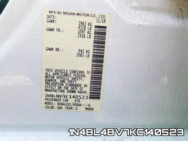 1N4BL4BV7KC140523 фото 2