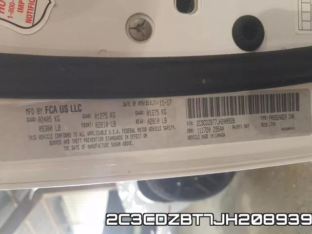 2C3CDZBT7JH208939 фото 2