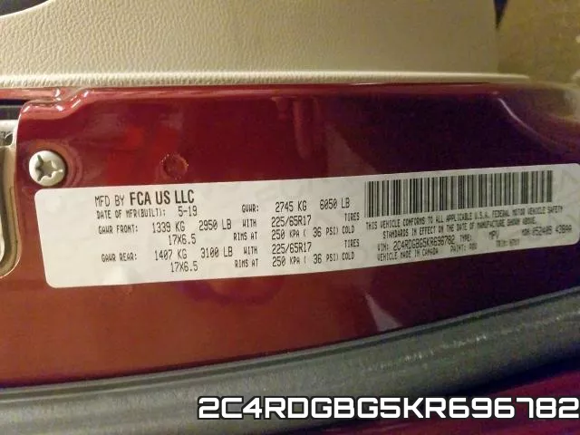 2C4RDGBG5KR696782 фото 2