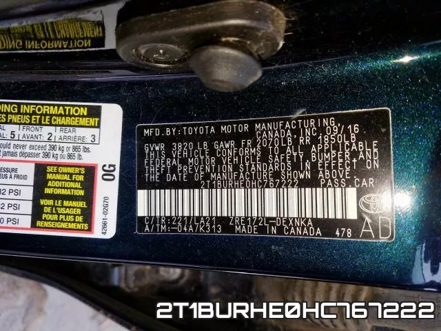 2T1BURHE0HC767222 фото 2