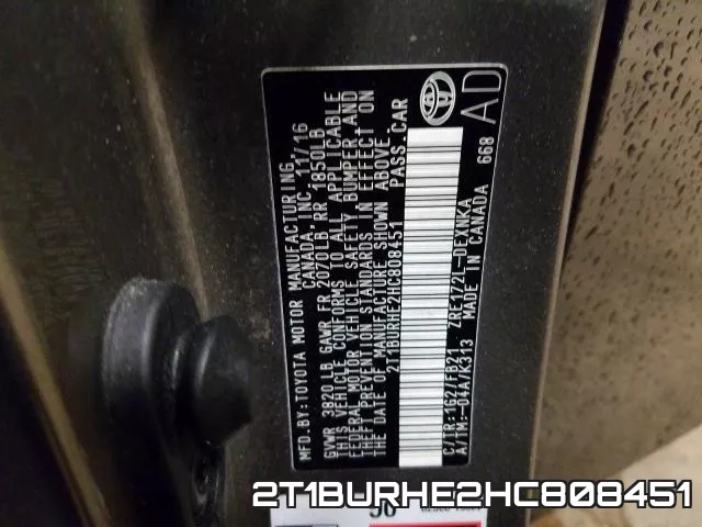 2T1BURHE2HC808451 фото 2