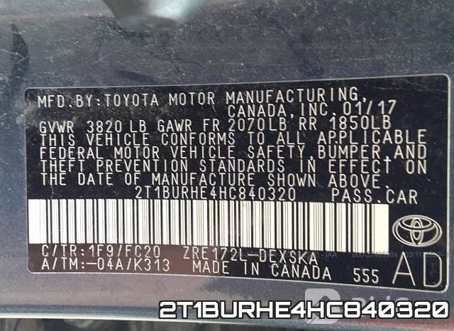 2T1BURHE4HC840320 фото 10