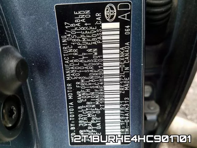 2T1BURHE4HC901701 фото 2