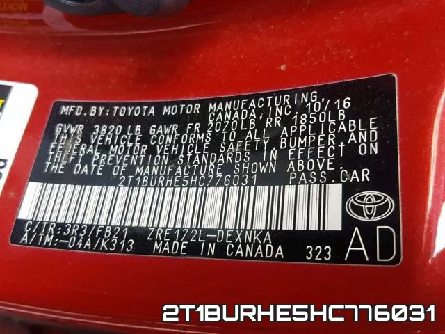 2T1BURHE5HC776031 фото 2
