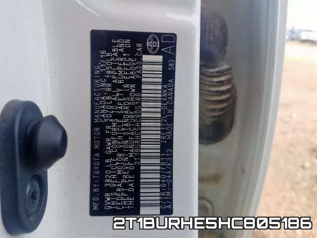 2T1BURHE5HC805186 фото 2