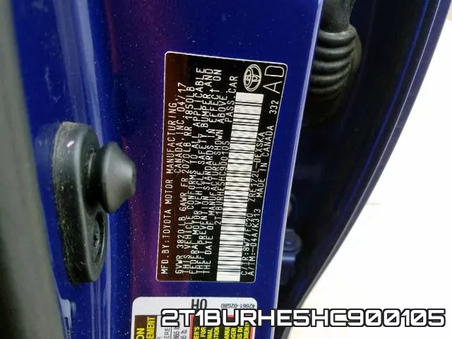 2T1BURHE5HC900105 фото 2