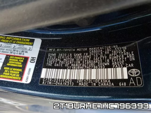2T1BURHE7HC796393 фото 2