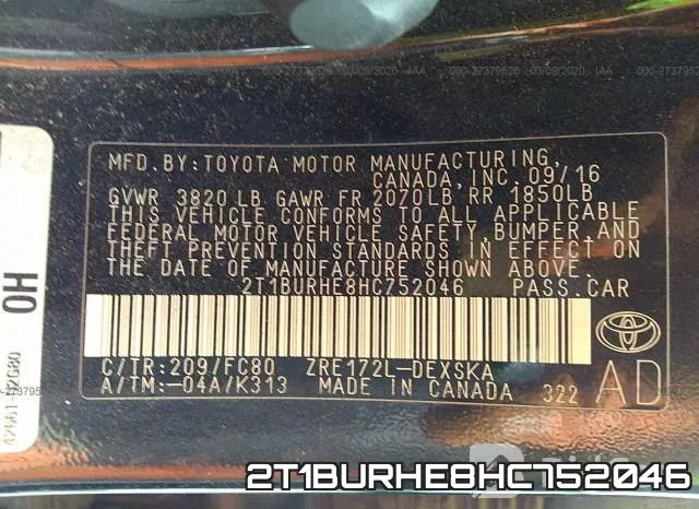 2T1BURHE8HC752046 фото 10