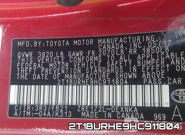 2T1BURHE9HC911804 фото 10