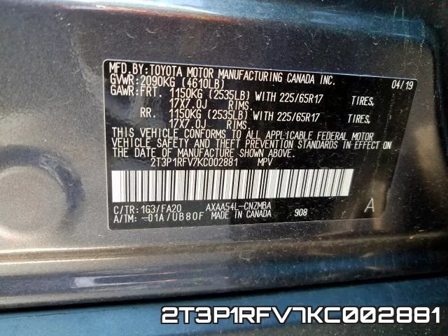 2T3P1RFV7KC002881 фото 2