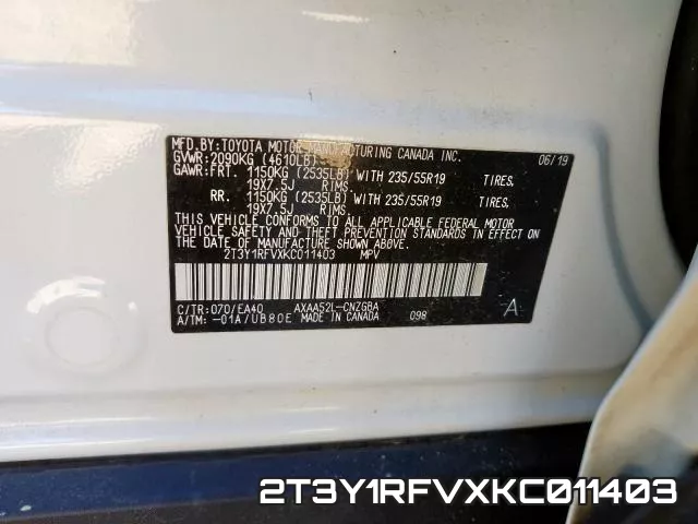 2T3Y1RFVXKC011403 фото 2