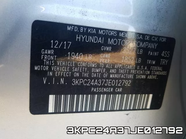 3KPC24A37JE012792 фото 2