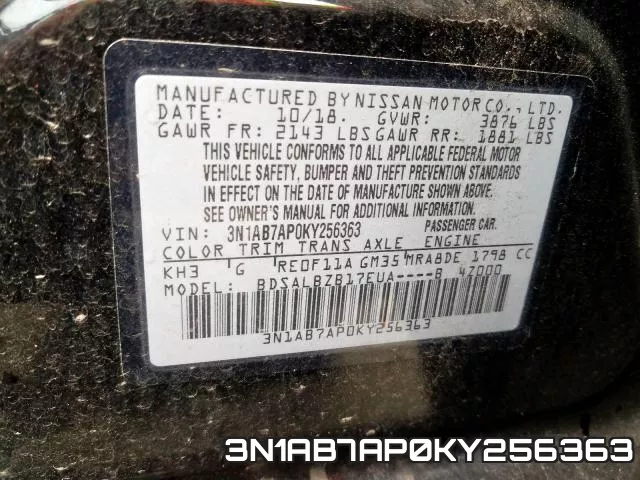 3N1AB7AP0KY256363 фото 2