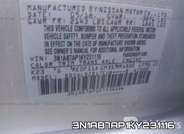 3N1AB7AP1KY231116 фото 10