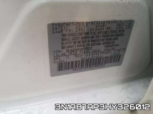 3N1AB7AP3HY326012 фото 2