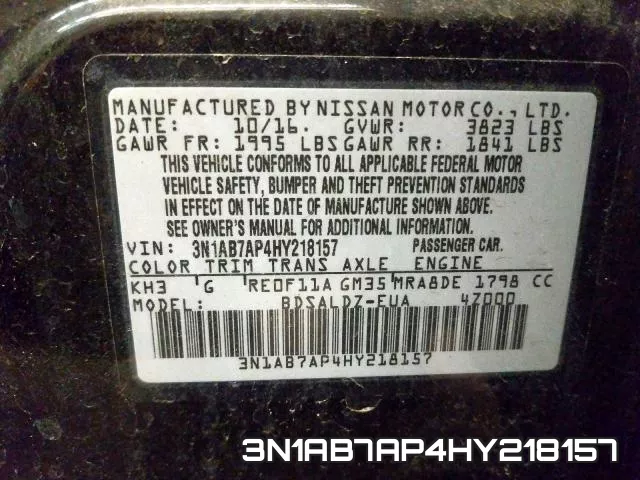 3N1AB7AP4HY218157 фото 2