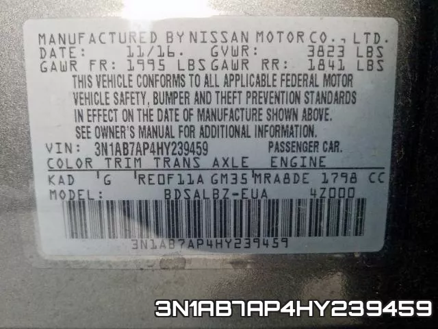 3N1AB7AP4HY239459 фото 2
