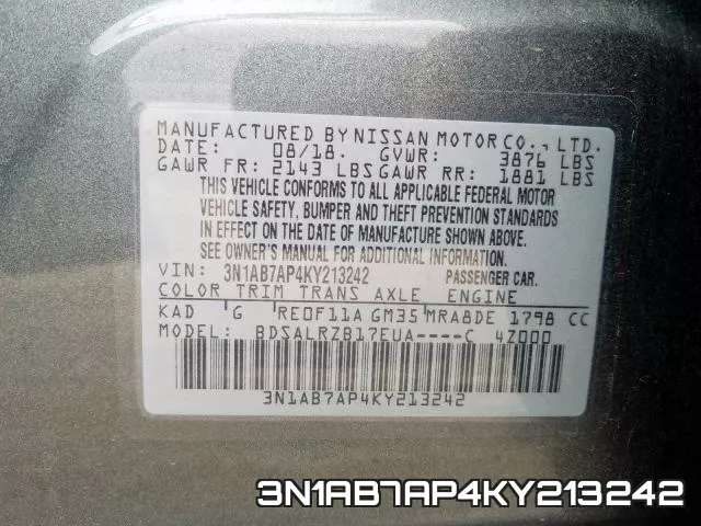 3N1AB7AP4KY213242 фото 2