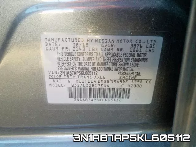 3N1AB7AP5KL605112 фото 2
