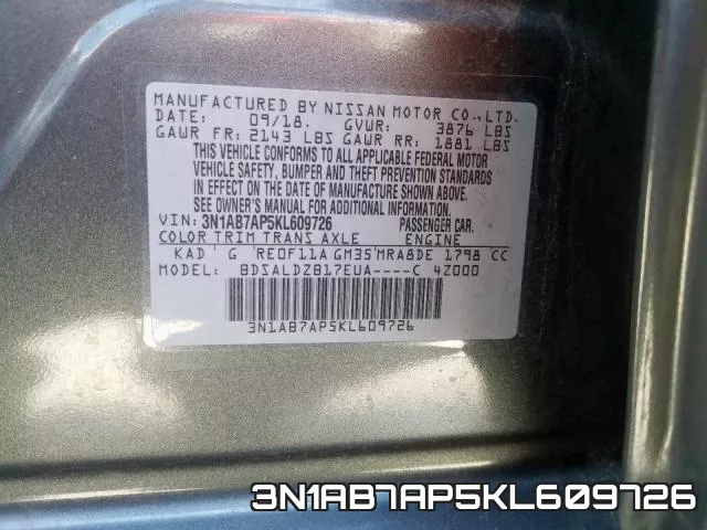 3N1AB7AP5KL609726 фото 2