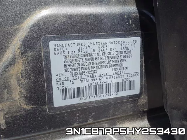 3N1CB7AP5HY253430 фото 2