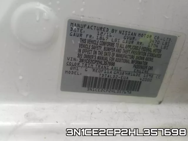 3N1CE2CP2HL357698 фото 2