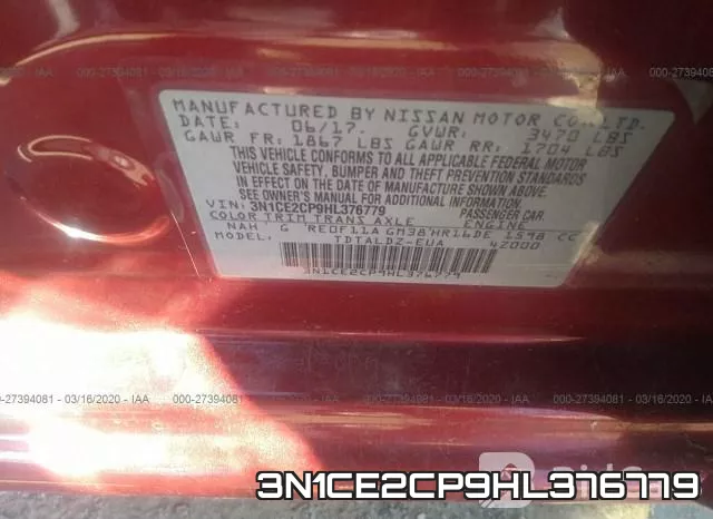 3N1CE2CP9HL376779 фото 10