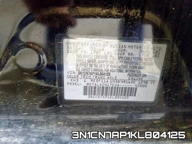 3N1CN7AP1KL804125 фото 2
