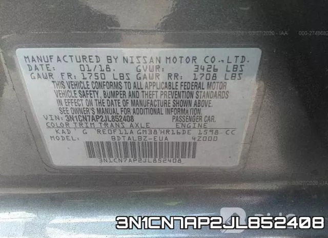 3N1CN7AP2JL852408 фото 10