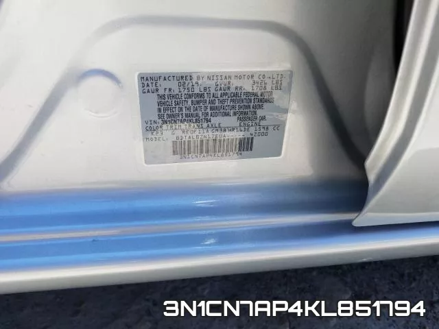 3N1CN7AP4KL851794 фото 2