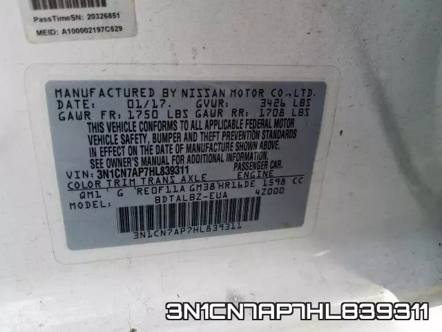 3N1CN7AP7HL839311 фото 2