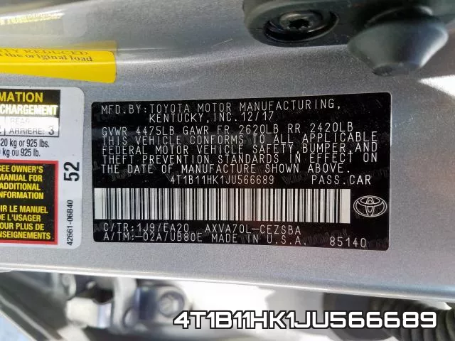 4T1B11HK1JU566689 фото 2