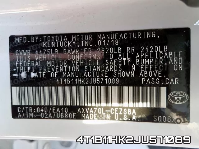 4T1B11HK2JU571089 фото 2