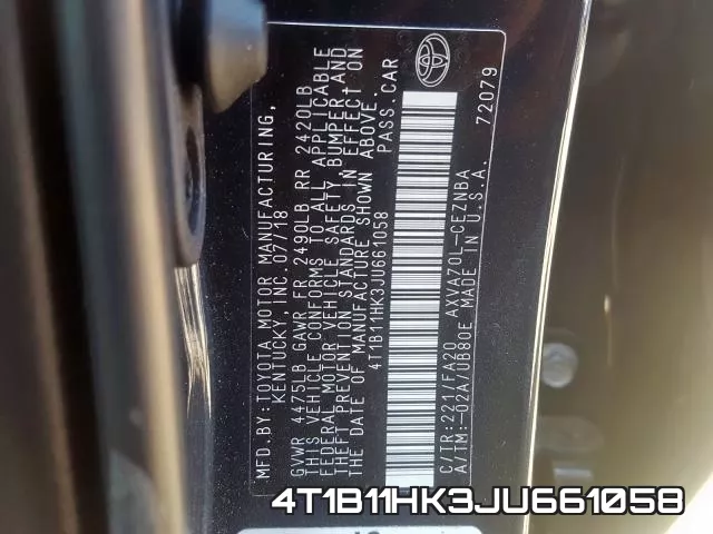 4T1B11HK3JU661058 фото 2