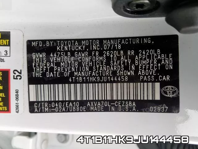 4T1B11HK9JU144458 фото 2