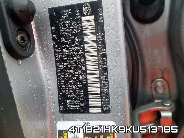 4T1B21HK9KU513785 фото 2