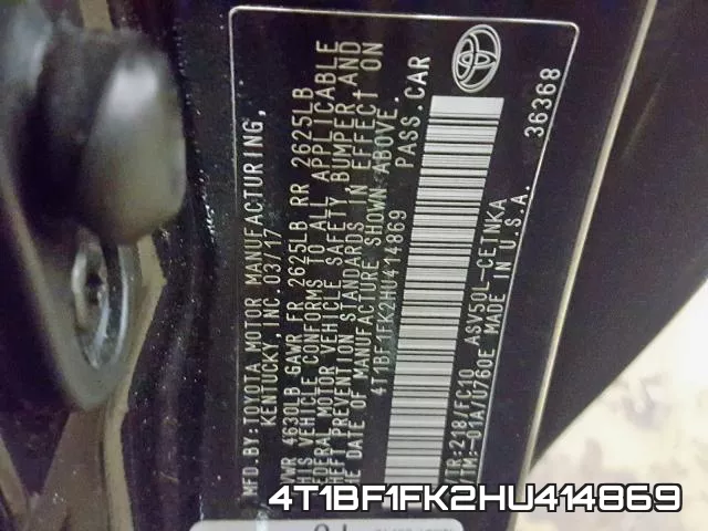 4T1BF1FK2HU414869 фото 2