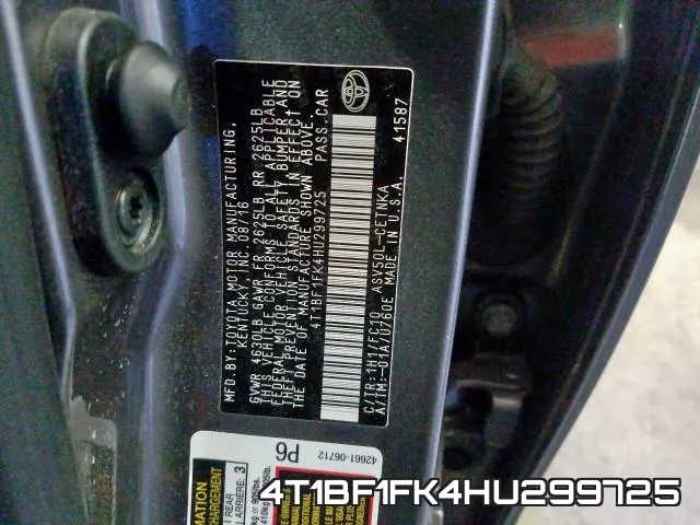 4T1BF1FK4HU299725 фото 2
